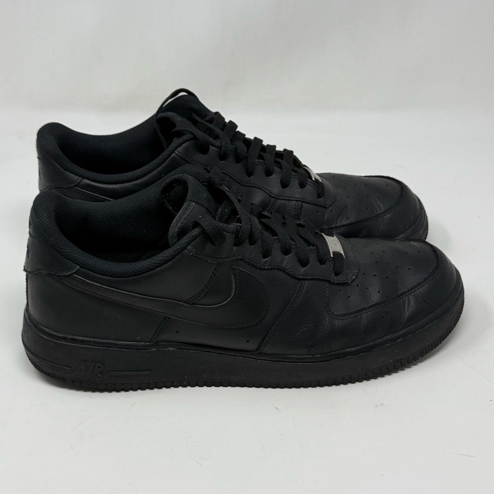Nike Air Force 1 ‘07 Low Mens 13 Triple Black Leather Athletic Shoes Sneakers
